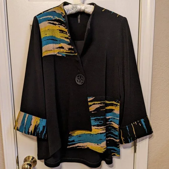 IC by Connie K Art To Wear one button Jacket Blazer Asymmetric - Picture 1 of 8